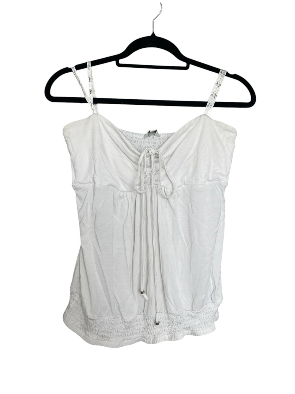 Guess Y2K White Tie-Front Strapless Top